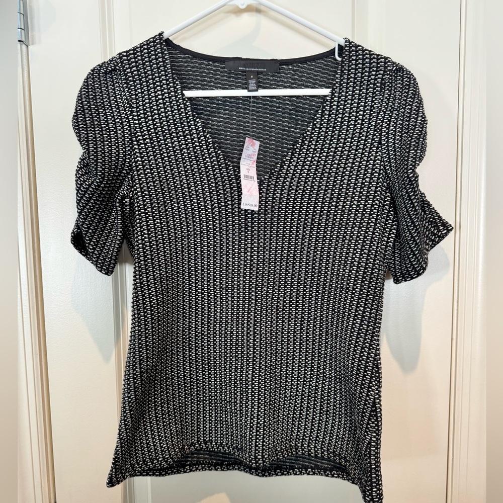 NWT WHBM Puffy Sleeve Top Small Black & White